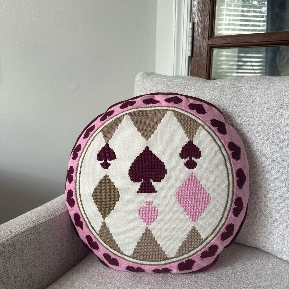 Anthropologie Ace Cotton Embroidered Needlepoint Cushion